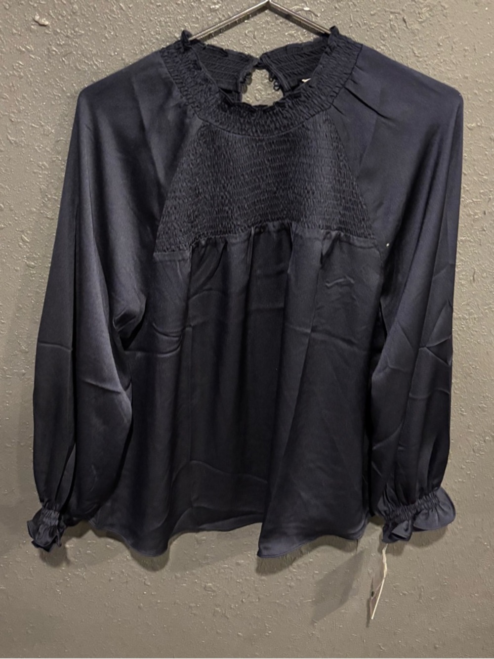 Women’s Nanette Navy Smocked Yoke Blouse